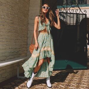Spell & the Gypsy Maisie Set Vintage Turquoise Skirt and Top
